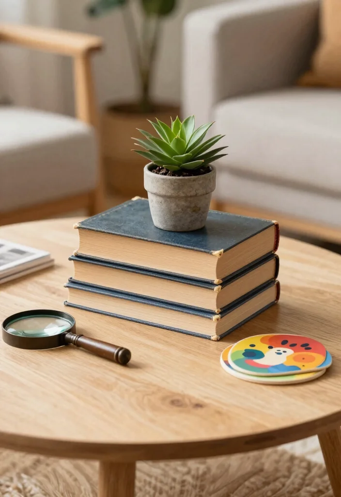 15 Living Room Table Ideas Functional Centerpieces 8 15 Living Room Table Ideas Functional Centerpieces - 7. Vintage Book Stacks 1