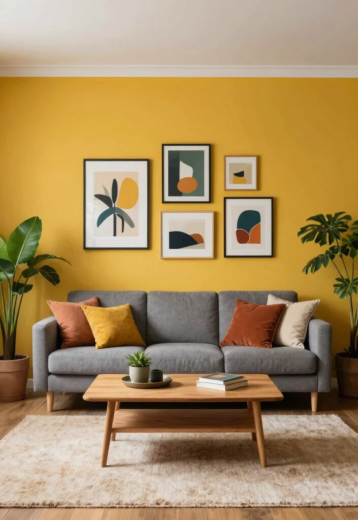 15 Mustard Living Room Decor Ideas: Warm Bold Accents 2 15 Mustard Living Room Decor Ideas: Warm Bold Accents - 1. Mustard Accent Wall 1