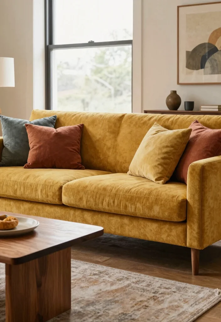 15 Mustard Living Room Decor Ideas: Warm Bold Accents 13 15 Mustard Living Room Decor Ideas: Warm Bold Accents - 12. Mustard Upholstery 1
