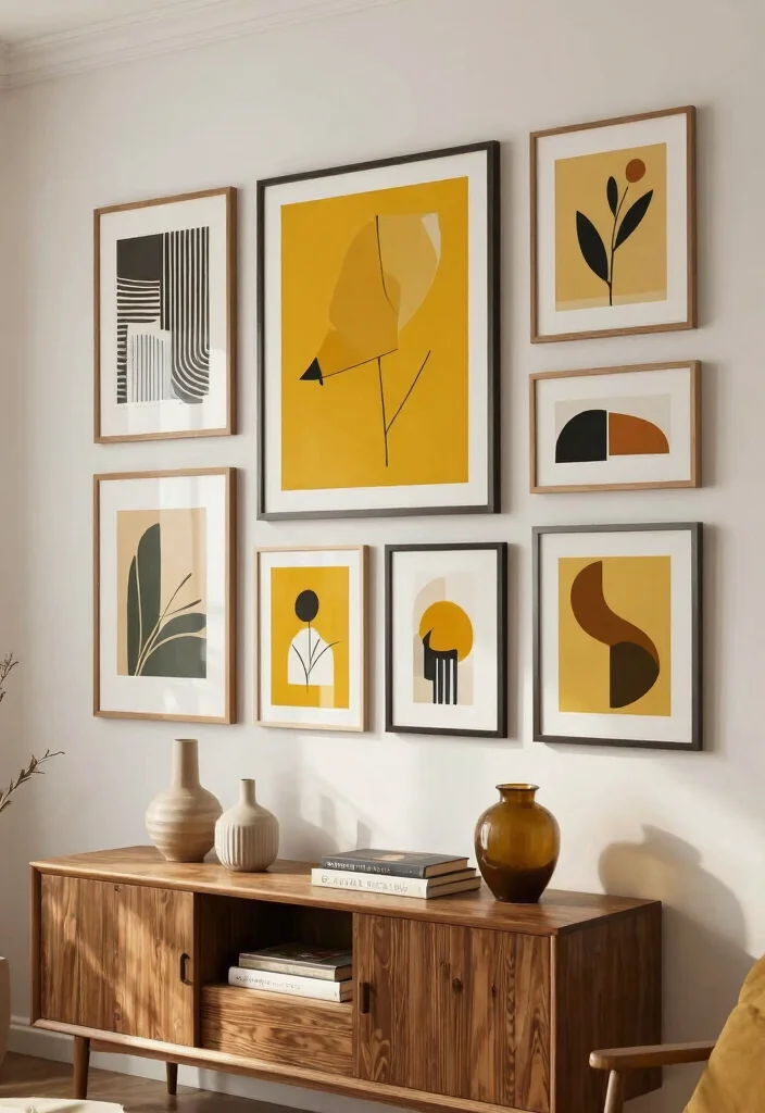 15 Mustard Living Room Decor Ideas: Warm Bold Accents 5 15 Mustard Living Room Decor Ideas: Warm Bold Accents - 4. Mustard Art Prints 1