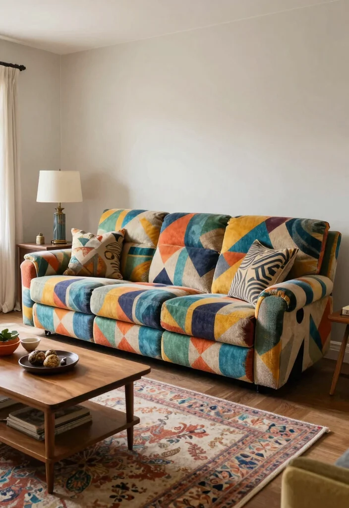 15 Reclining Sofa Living Room Layout Ideas: Comfort First 11 15 Reclining Sofa Living Room Layout Ideas: Comfort First - 10. Playful Patterns 1