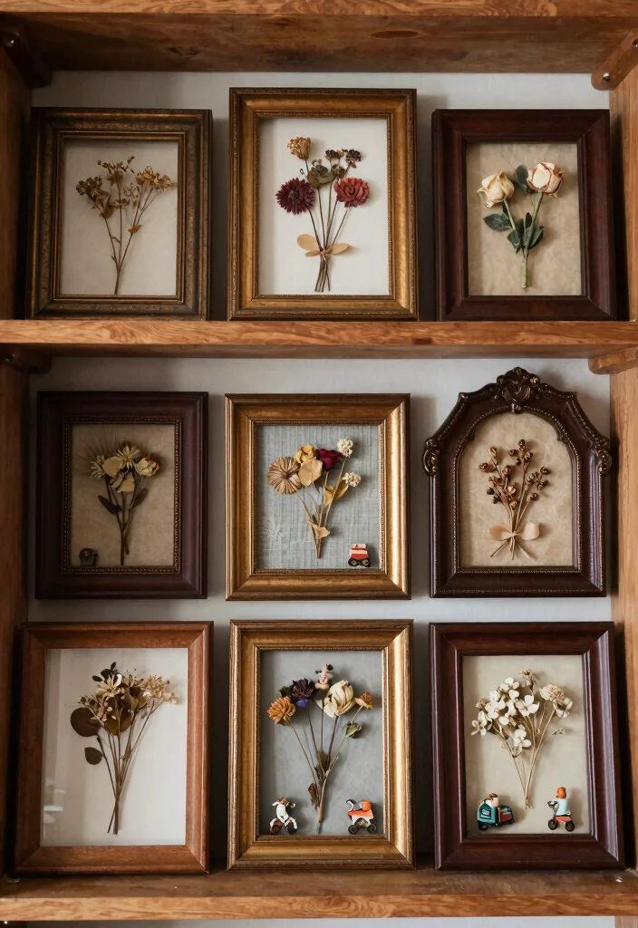 15 Shelf Decor Living Room Vintage Ideas: Timeless Styling 9 15 Shelf Decor Living Room Vintage Ideas: Timeless Styling - 8. Antique Frames and Shadow Boxes 1