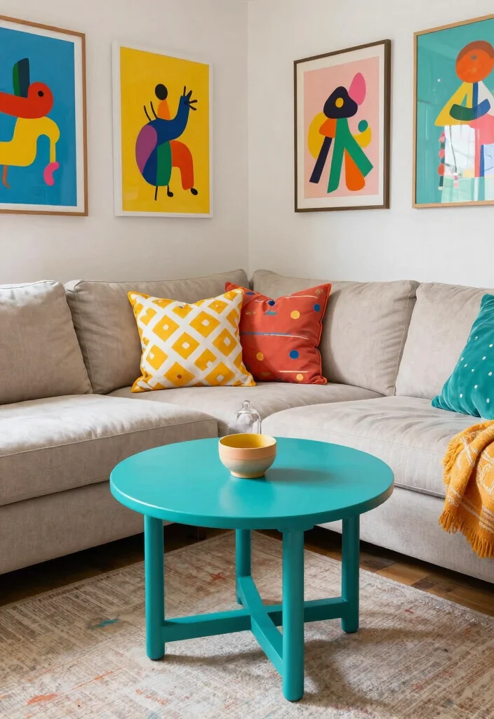 15 Sofa Corner Table Living Room Ideas for Smart Small Spaces 13 15 Sofa Corner Table Living Room Ideas for Smart Small Spaces - 12. Color Blocked Fun 1