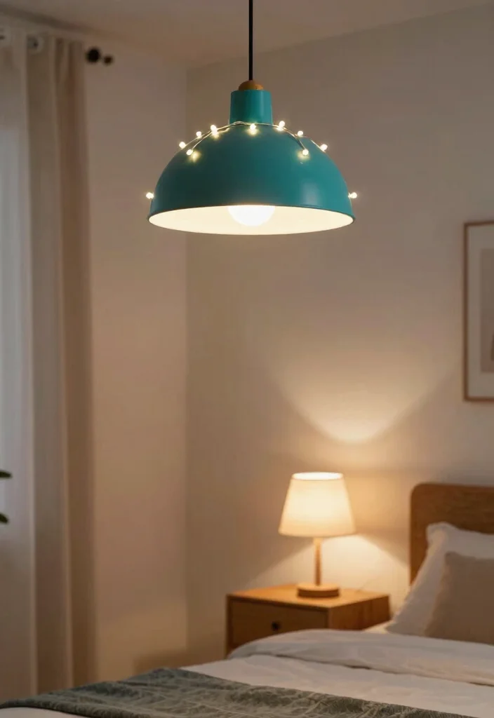15 Teal and Pink Bedroom Ideas: Playful Bold Contrast - 8. Fun Lighting Fixtures 1