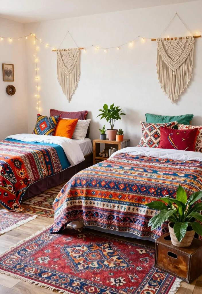 15 Twin Bedroom Ideas for Adults: Stylish Shared Spaces 3 15 Twin Bedroom Ideas for Adults: Stylish Shared Spaces - 2. Bohemian Chic 1