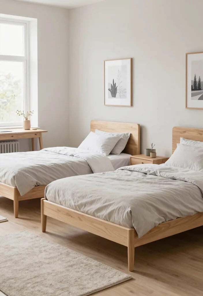 15 Twin Bedroom Ideas for Adults: Stylish Shared Spaces 5 15 Twin Bedroom Ideas for Adults: Stylish Shared Spaces - 4. Scandinavian Serenity 1
