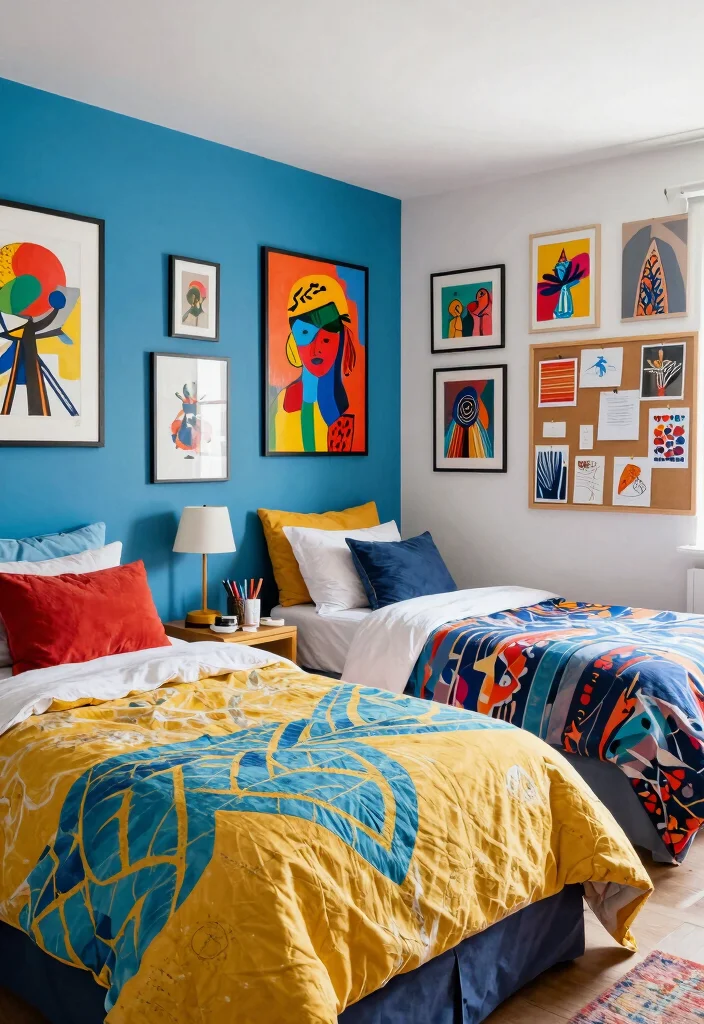 15 Twin Bedroom Ideas for Adults: Stylish Shared Spaces 9 15 Twin Bedroom Ideas for Adults: Stylish Shared Spaces - 8. Artistic Escape 1