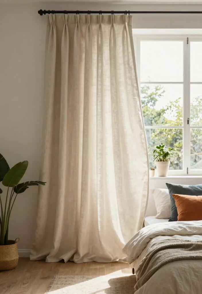 16 Bedroom Window Treatments Ideas: Functional and Stylish 2 16 Bedroom Window Treatments Ideas: Functional and Stylish - 1. Organic Cotton Curtains 1
