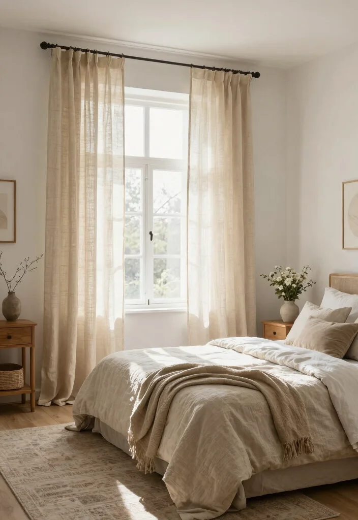 16 Bedroom Window Treatments Ideas: Functional and Stylish 4 16 Bedroom Window Treatments Ideas: Functional and Stylish - 3. Hemp Fabric Curtains 1
