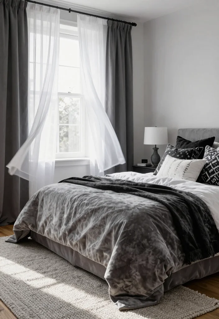 16 Black and White Themed Bedroom Ideas: Timeless Chic 4 16 Black and White Themed Bedroom Ideas: Timeless Chic - 3. Textured Fabrics 1