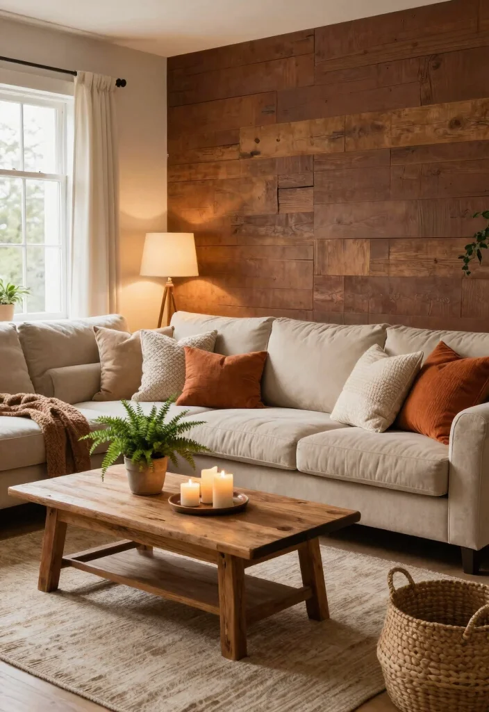 16 Brown Accent Wall Living Room Ideas: Warm, Cozy Depth 2 16 Brown Accent Wall Living Room Ideas: Warm, Cozy Depth - 1. Earthy Tones with Textured Accents 1