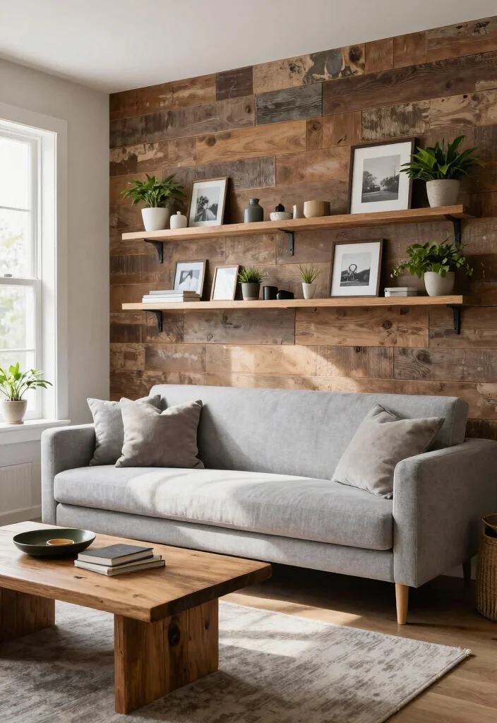 16 Brown Accent Wall Living Room Ideas: Warm, Cozy Depth 6 16 Brown Accent Wall Living Room Ideas: Warm, Cozy Depth - 5. Farmhouse Chic with Modern Touches 1