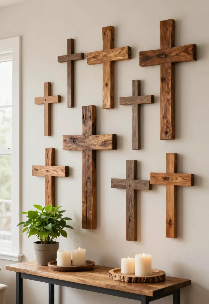16 Christian Living Room Decor Ideas: Faith Inspired and Warm 2 16 Christian Living Room Decor Ideas: Faith Inspired and Warm - 1. Rustic Wooden Crosses 1