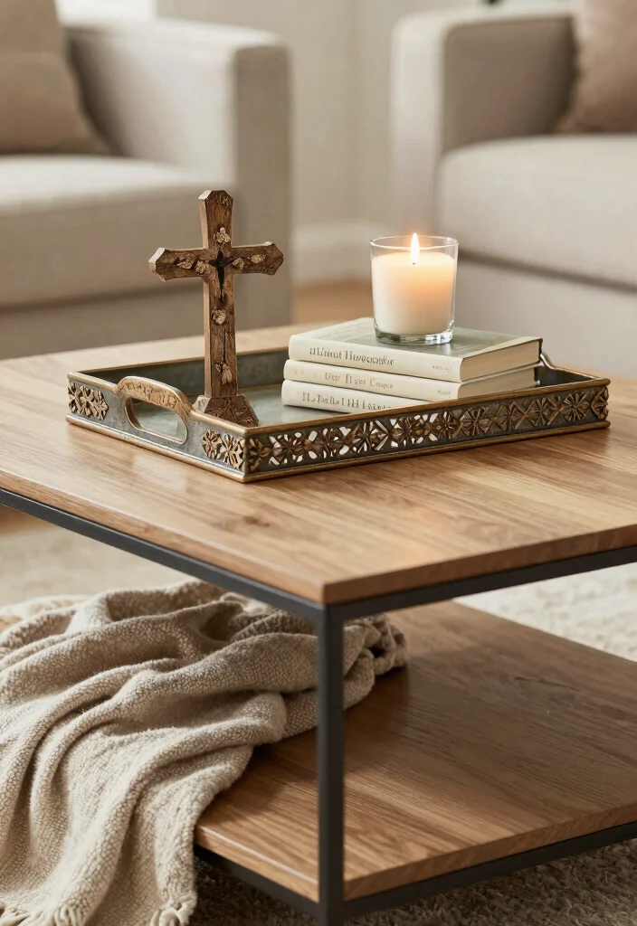16 Christian Living Room Decor Ideas: Faith Inspired and Warm 7 16 Christian Living Room Decor Ideas: Faith Inspired and Warm - 6. Faith-Based Table Decor 1