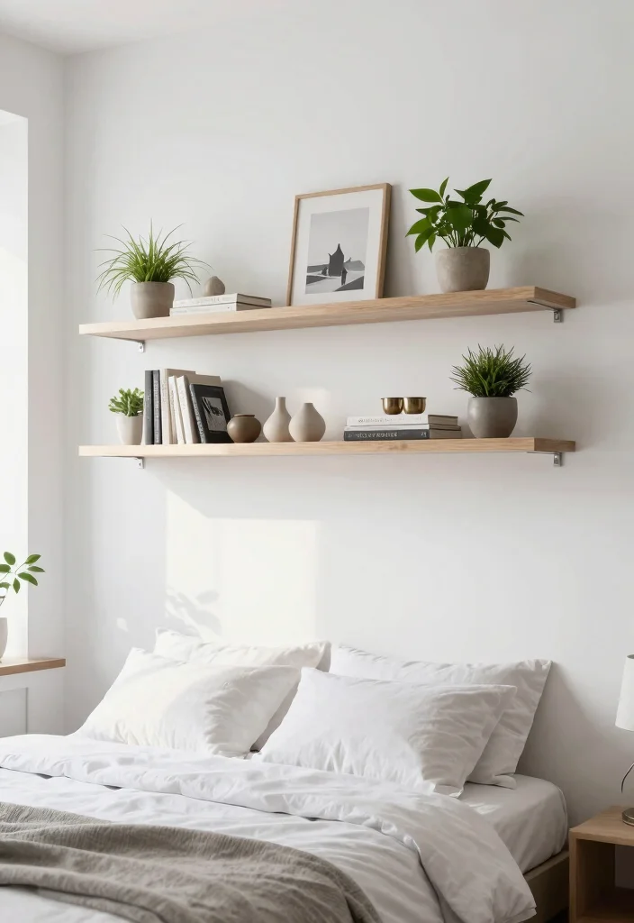 16 Empty Wall Ideas Bedroom: Simple Decor Solutions 3 16 Empty Wall Ideas Bedroom: Simple Decor Solutions - 2. Floating Shelves with Decorative Accents 1
