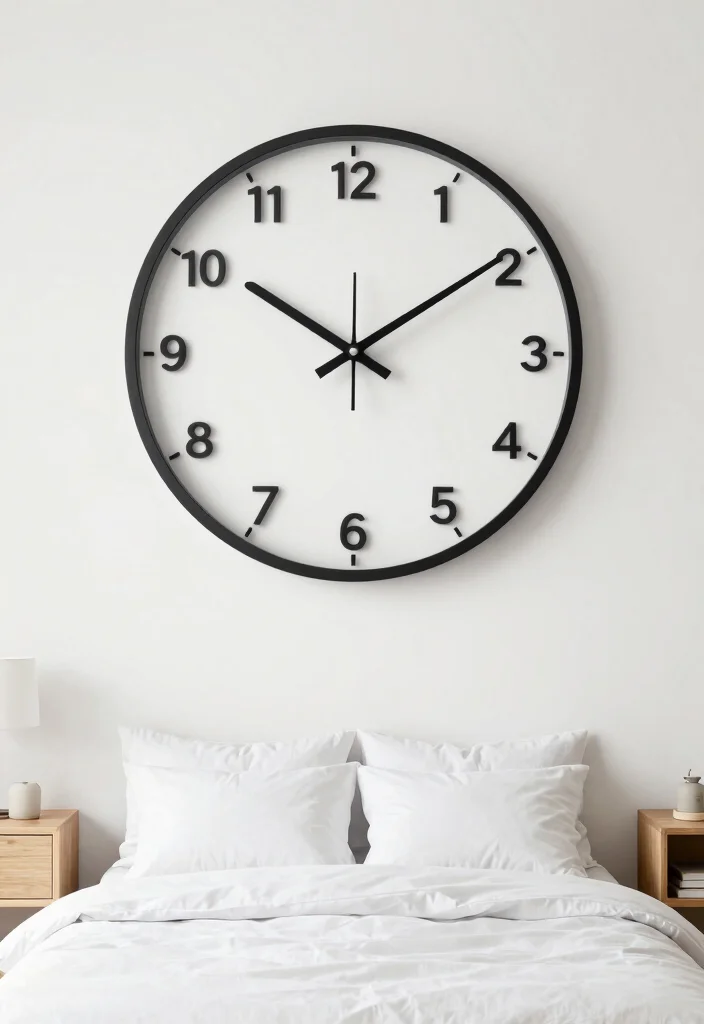 16 Empty Wall Ideas Bedroom: Simple Decor Solutions 4 16 Empty Wall Ideas Bedroom: Simple Decor Solutions - 3. Oversized Wall Clock 1