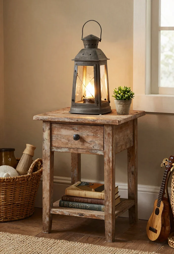 16 End Table Decor Living Room With Lamp Ideas: Warm Layered Look 3 16 End Table Decor Living Room With Lamp Ideas: Warm Layered Look - 2. Farmhouse Chic with a Lantern-Style Lamp 1