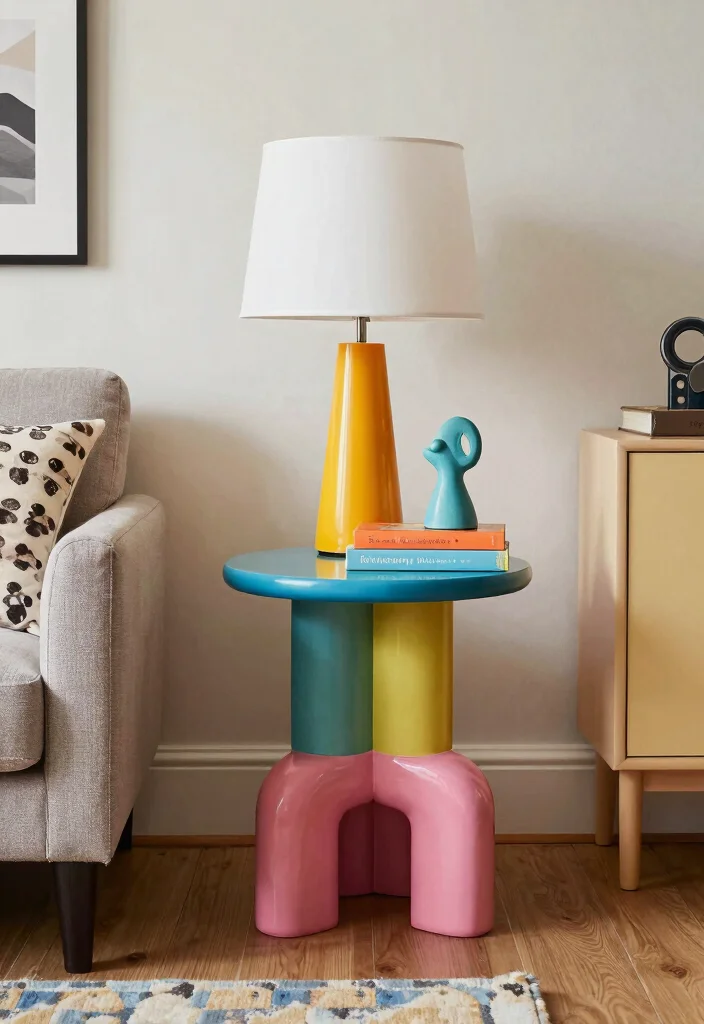 16 End Table Decor Living Room With Lamp Ideas: Warm Layered Look 7 16 End Table Decor Living Room With Lamp Ideas: Warm Layered Look - 6. Eclectic Mix with Colorful Accents 1