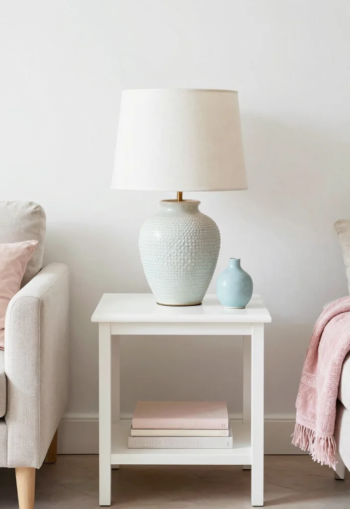 16 End Table Decor Living Room With Lamp Ideas: Warm Layered Look 9 16 End Table Decor Living Room With Lamp Ideas: Warm Layered Look - 8. Bright Whites with Textured Lamps 1