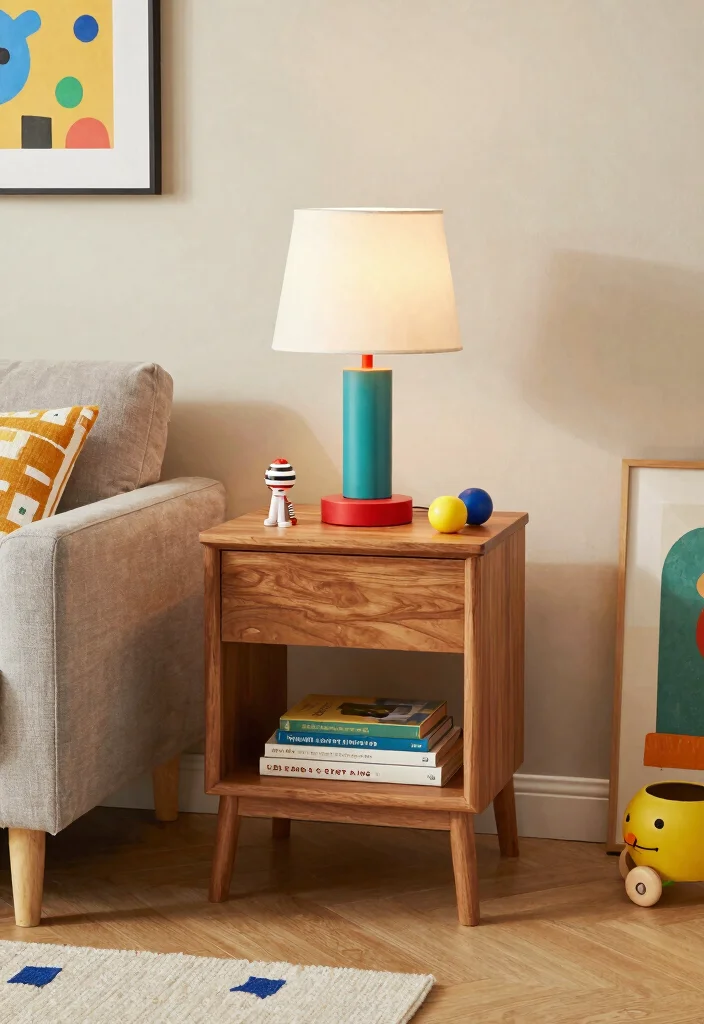 16 End Table Decor Living Room With Lamp Ideas: Warm Layered Look 10 16 End Table Decor Living Room With Lamp Ideas: Warm Layered Look - 9. Family-Friendly Fun with Playful Decor 1