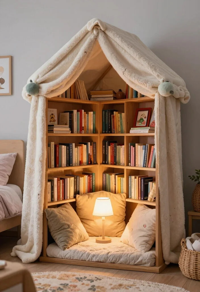 16 Fort Ideas for a Cozy Bedroom Retreat 8 16 Fort Ideas for a Cozy Bedroom Retreat - 7. Little Librarian Fort 1