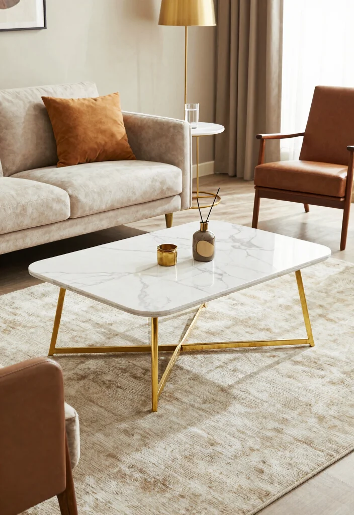 16 Gold Wall Decor Living Room Ideas for an Elegant Luxe Touch 13 16 Gold Wall Decor Living Room Ideas for an Elegant Luxe Touch - 12. Gold-Capped Furniture 1