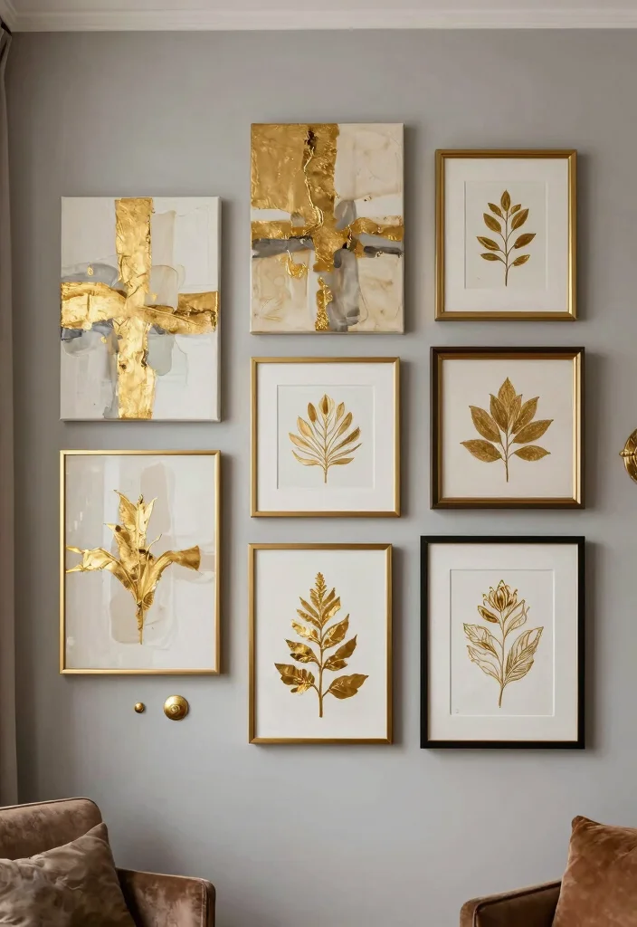16 Gold Wall Decor Living Room Ideas for an Elegant Luxe Touch 3 16 Gold Wall Decor Living Room Ideas for an Elegant Luxe Touch - 2. Gold Wall Art 1