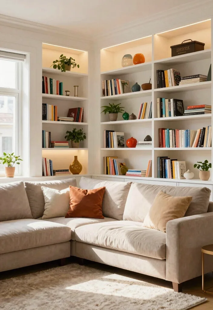16 L Shape Sofa Living Room Cozy Ideas Perfect Layouts 7 16 L Shape Sofa Living Room Cozy Ideas Perfect Layouts - 6. Utilize Space with Built-In Shelving 1