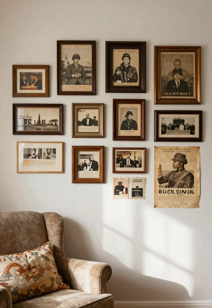 16 Living Room Art Wall Ideas for Gallery Inspired Displays 12 16 Living Room Art Wall Ideas for Gallery Inspired Displays - 11. Vintage Finds for Character 1