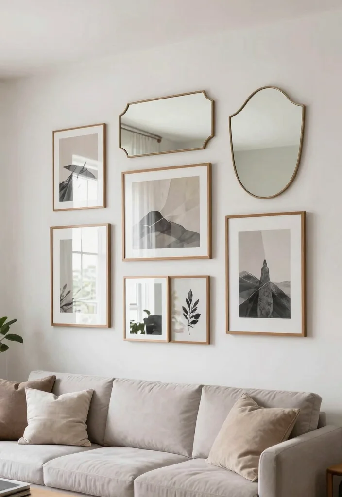 16 Living Room Art Wall Ideas for Gallery Inspired Displays 9 16 Living Room Art Wall Ideas for Gallery Inspired Displays - 8. Using Mirrors to Expand Space 1