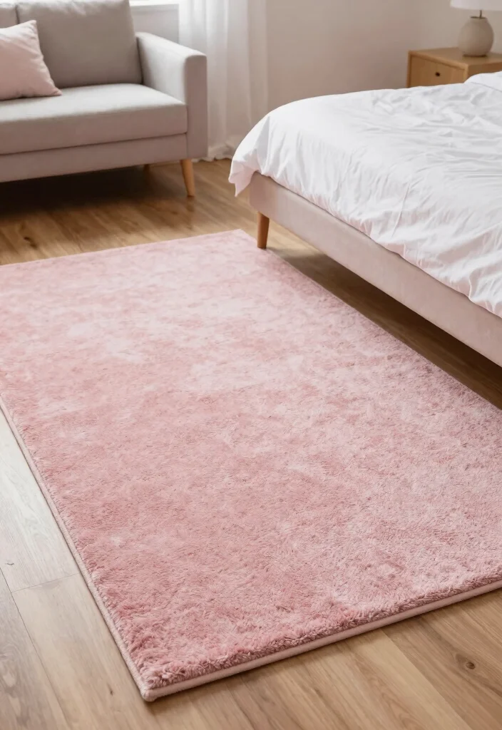 16 Pink and Wood Bedroom Ideas for a Soft Warm Balance 14 16 Pink and Wood Bedroom Ideas for a Soft Warm Balance - 13. Pink Rugs to Ground the Space 1
