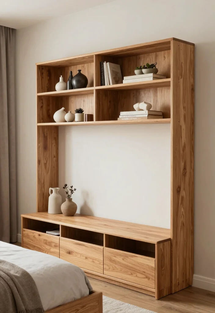 16 Pink and Wood Bedroom Ideas for a Soft Warm Balance 15 16 Pink and Wood Bedroom Ideas for a Soft Warm Balance - 14. Smart Storage Solutions in Wood 1