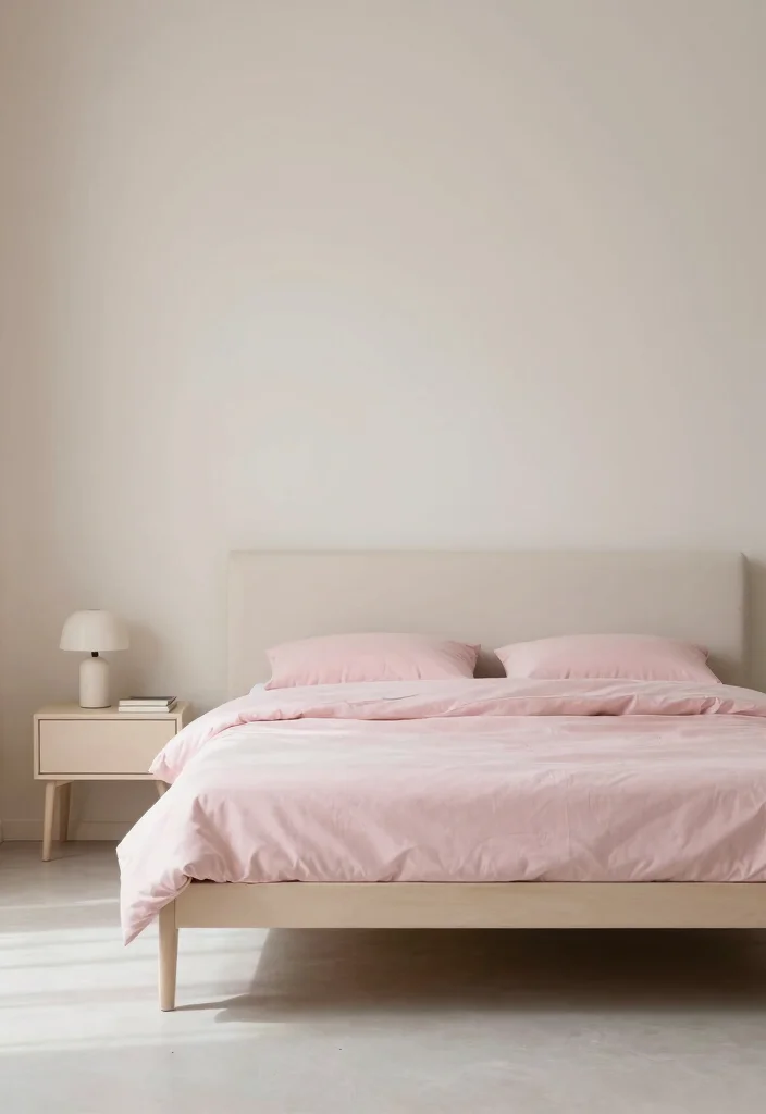16 Pink and Wood Bedroom Ideas for a Soft Warm Balance 8 16 Pink and Wood Bedroom Ideas for a Soft Warm Balance - 7. Minimalist Design with a Soft Palette 1
