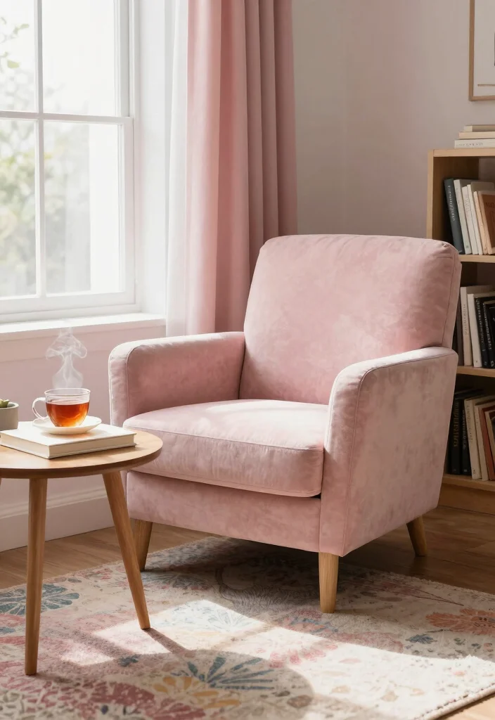 16 Pink and Wood Bedroom Ideas for a Soft Warm Balance 9 16 Pink and Wood Bedroom Ideas for a Soft Warm Balance - 8. Cozy Reading Nook with Pink Accents 1