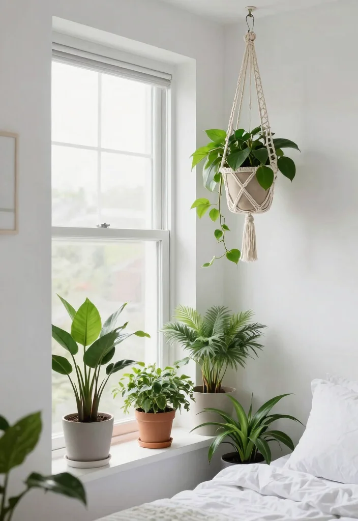 16 Small White Bedroom Ideas Bright Clean and Airy 7 16 Small White Bedroom Ideas Bright Clean and Airy - 6. Incorporate Greenery 1
