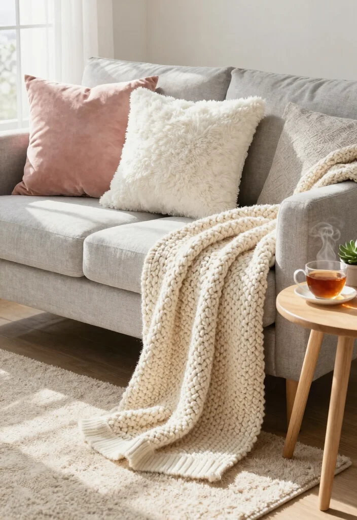 16 Soft Living Room Ideas: Calm, Cozy, and Inviting 2 16 Soft Living Room Ideas: Calm, Cozy, and Inviting - 1. Layer Soft Textiles 1