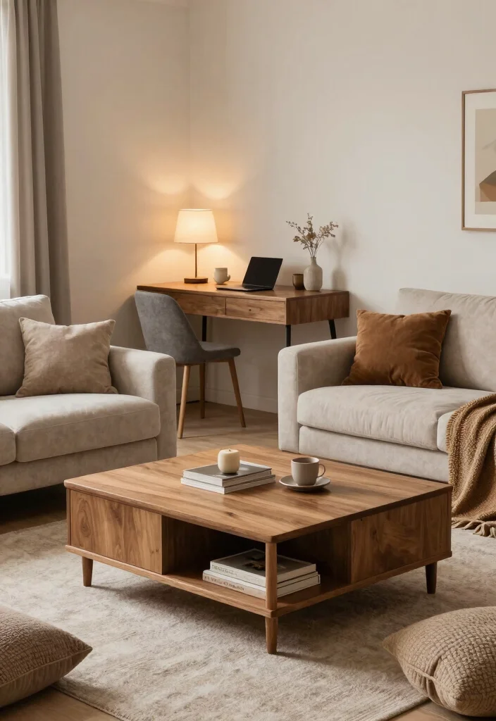 16 Soft Living Room Ideas: Calm, Cozy, and Inviting 12 16 Soft Living Room Ideas: Calm, Cozy, and Inviting - 11. Create Multi-Functional Spaces 1