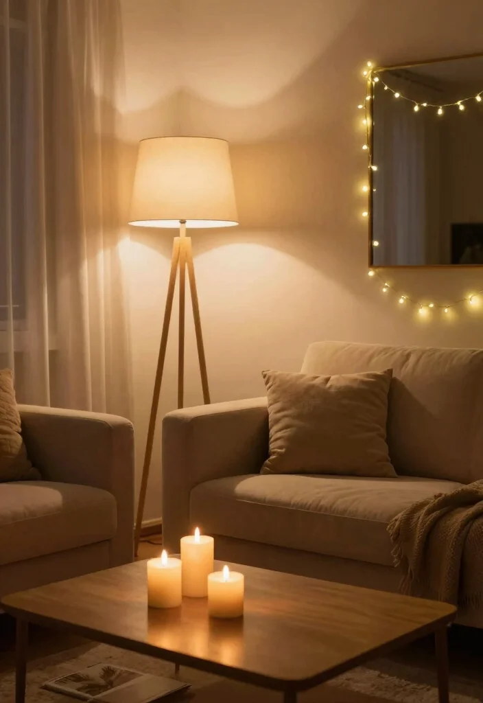 16 Soft Living Room Ideas: Calm, Cozy, and Inviting 5 16 Soft Living Room Ideas: Calm, Cozy, and Inviting - 4. Add Warm Lighting Ideas 1