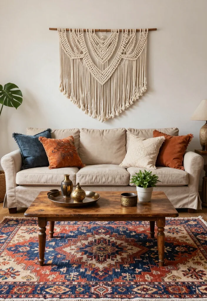 16 Soft Living Room Ideas: Calm, Cozy, and Inviting 7 16 Soft Living Room Ideas: Calm, Cozy, and Inviting - 6. Try Bohemian Decor 1