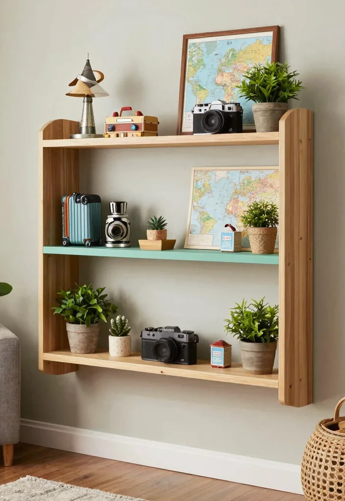 16 Wall Shelf Decor Living Room Ideas: Practical and Chic 11 16 Wall Shelf Decor Living Room Ideas: Practical and Chic - 10. Themed Decorative Shelves 1