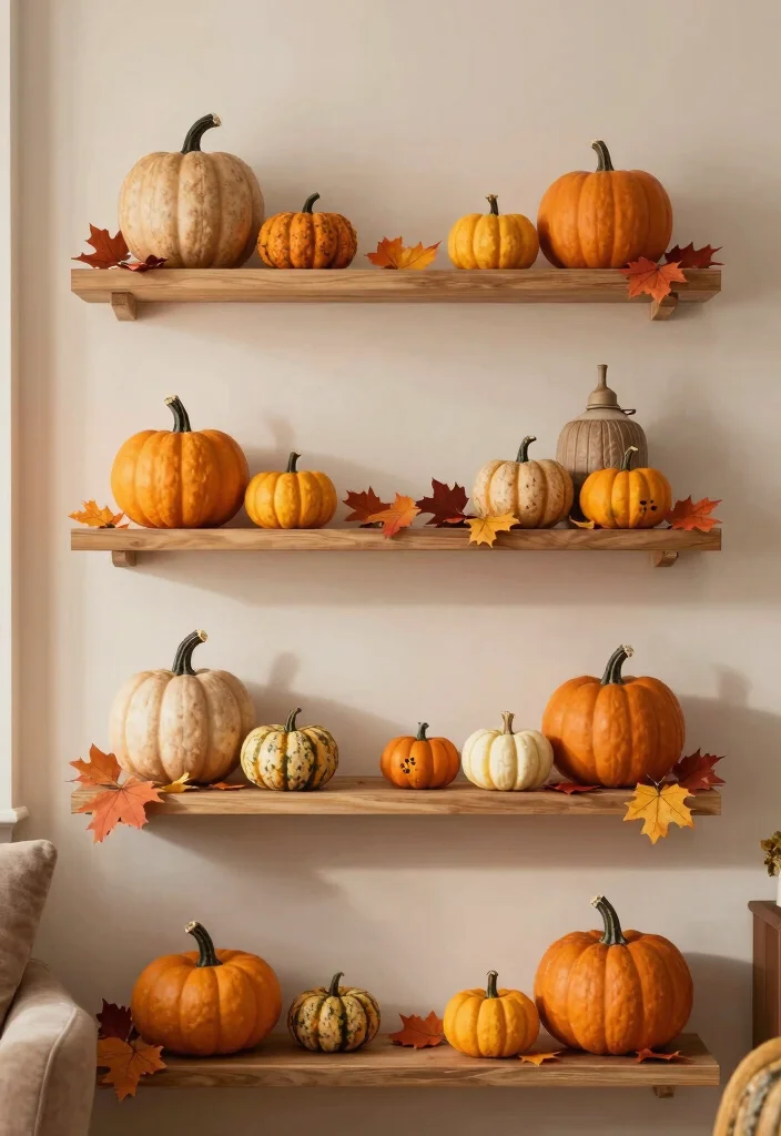 16 Wall Shelf Decor Living Room Ideas: Practical and Chic 17 16 Wall Shelf Decor Living Room Ideas: Practical and Chic - 16. Seasonal Shelf Decor 1