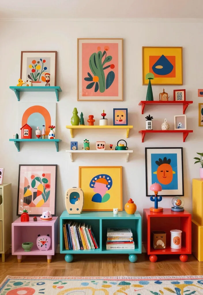16 Wall Shelf Decor Living Room Ideas: Practical and Chic 5 16 Wall Shelf Decor Living Room Ideas: Practical and Chic - 4. Whimsical Shelf Arrangement 1