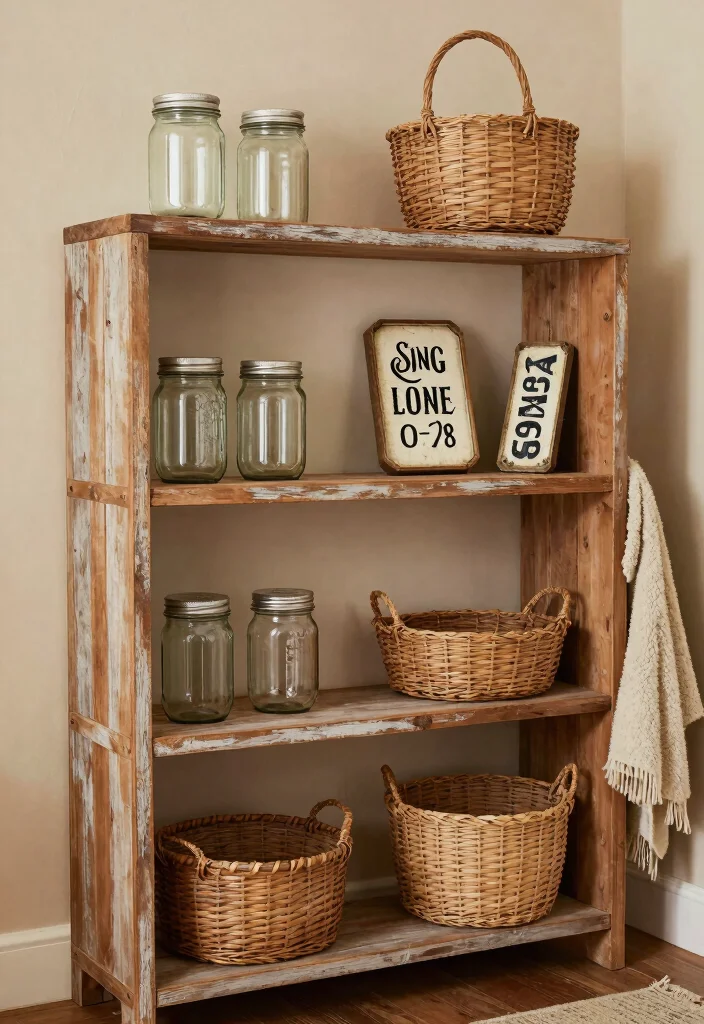 16 Wall Shelf Decor Living Room Ideas: Practical and Chic 6 16 Wall Shelf Decor Living Room Ideas: Practical and Chic - 5. Rustic Farmhouse Shelves 1