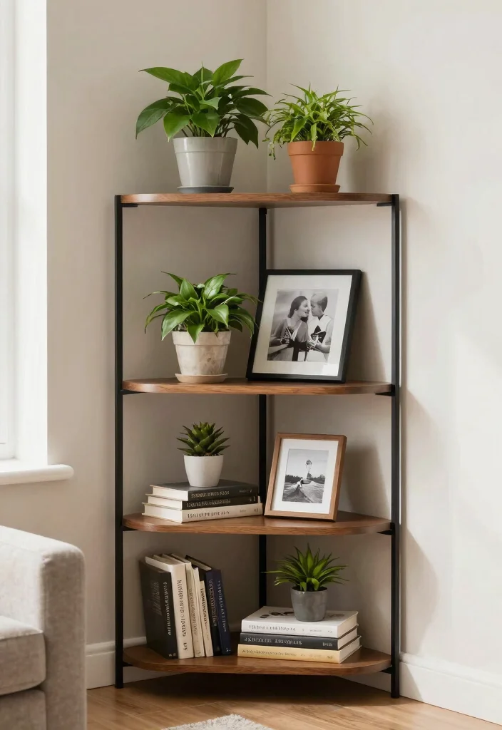 16 Wall Shelf Decor Living Room Ideas: Practical and Chic 8 16 Wall Shelf Decor Living Room Ideas: Practical and Chic - 7. Corner Shelf Magic 1