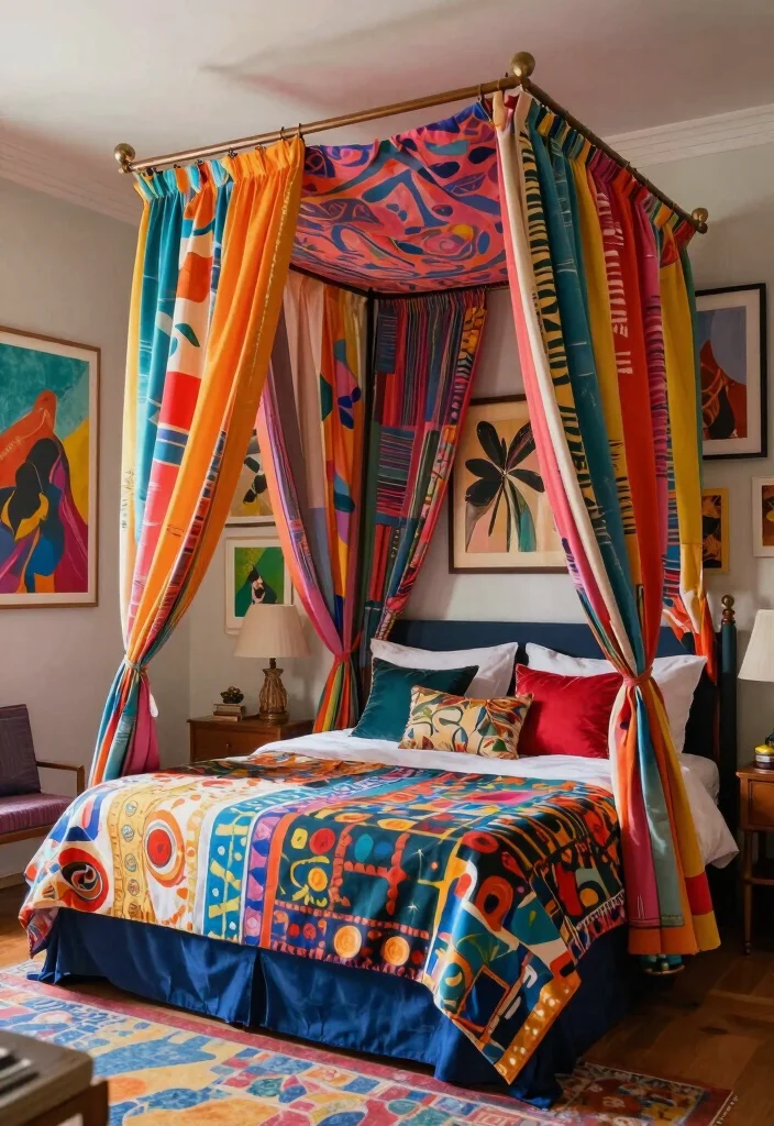 17 Bedroom Ideas Canopy Bed That Feel Dreamy and Elegant 14 17 Bedroom Ideas Canopy Bed That Feel Dreamy and Elegant - 13. Artistic Touch 1