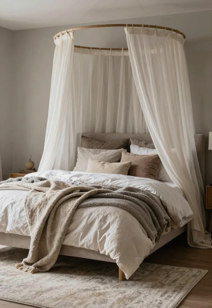 17 Bedroom Ideas Canopy Bed That Feel Dreamy and Elegant 15 17 Bedroom Ideas Canopy Bed That Feel Dreamy and Elegant - 14. Cozy Textures 1