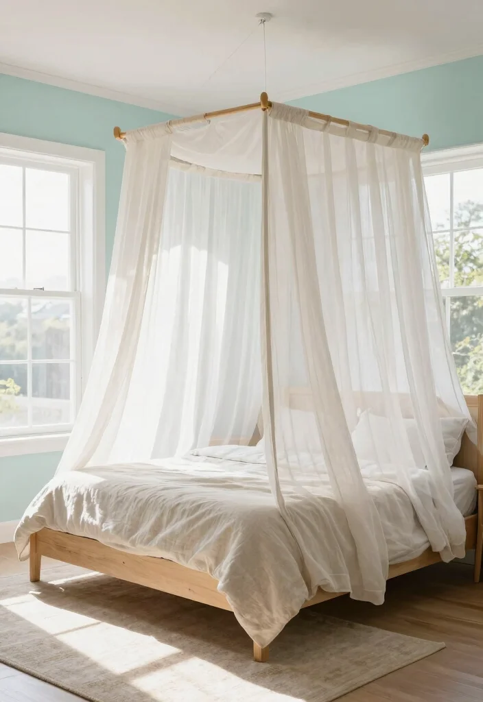 17 Bedroom Ideas Canopy Bed That Feel Dreamy and Elegant 18 17 Bedroom Ideas Canopy Bed That Feel Dreamy and Elegant - 17. Bright and Breezy 1