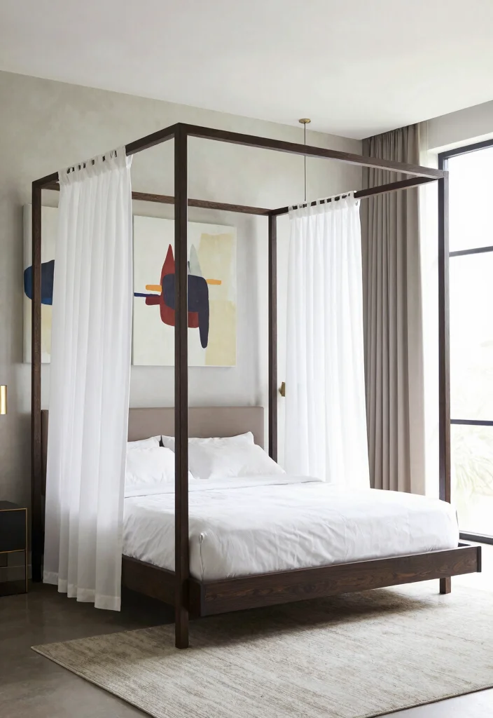 17 Bedroom Ideas Canopy Bed That Feel Dreamy and Elegant 4 17 Bedroom Ideas Canopy Bed That Feel Dreamy and Elegant - 3. Contemporary Charm 1