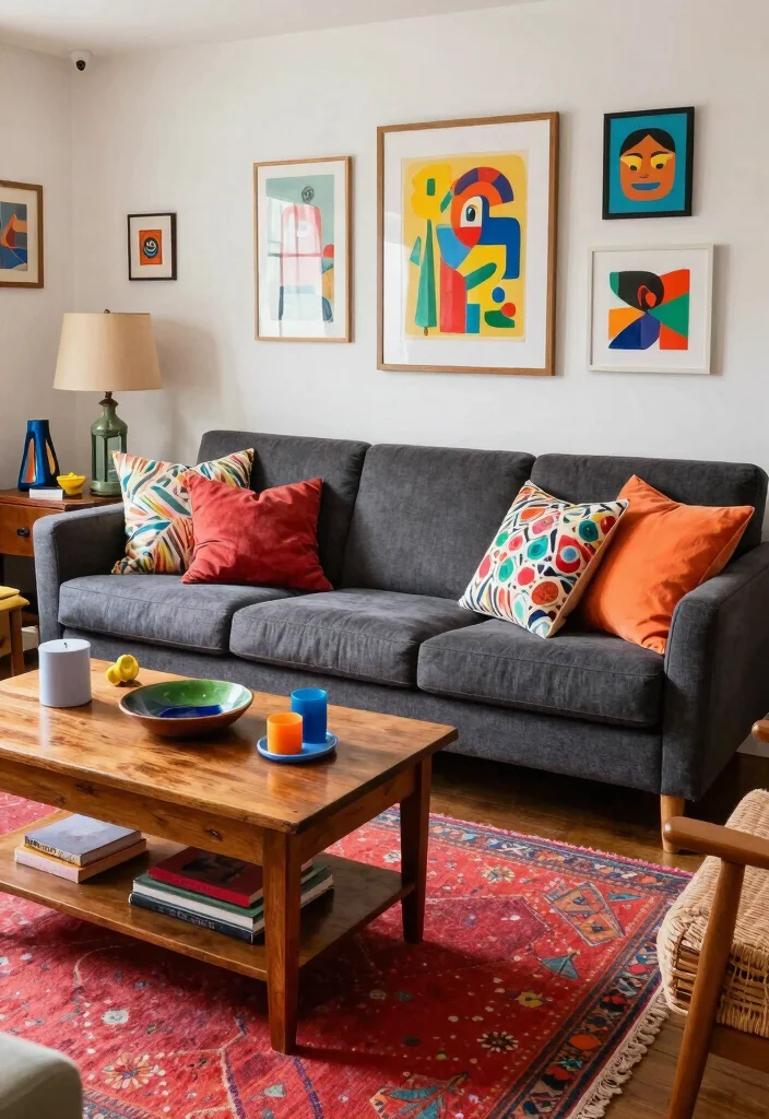 17 Dark Gray Sofa Living Room Ideas Modern and Versatile 6 17 Dark Gray Sofa Living Room Ideas Modern and Versatile - 5. Eclectic Mix of Styles 1