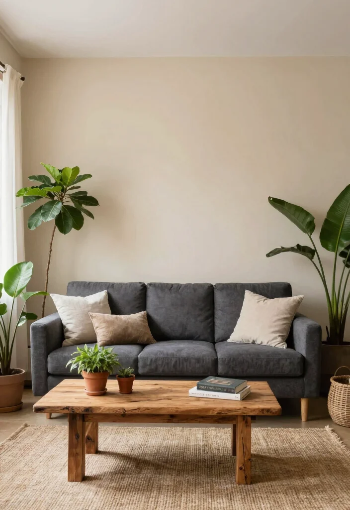 17 Dark Gray Sofa Living Room Ideas Modern and Versatile 7 17 Dark Gray Sofa Living Room Ideas Modern and Versatile - 6. Incorporating Natural Elements 1